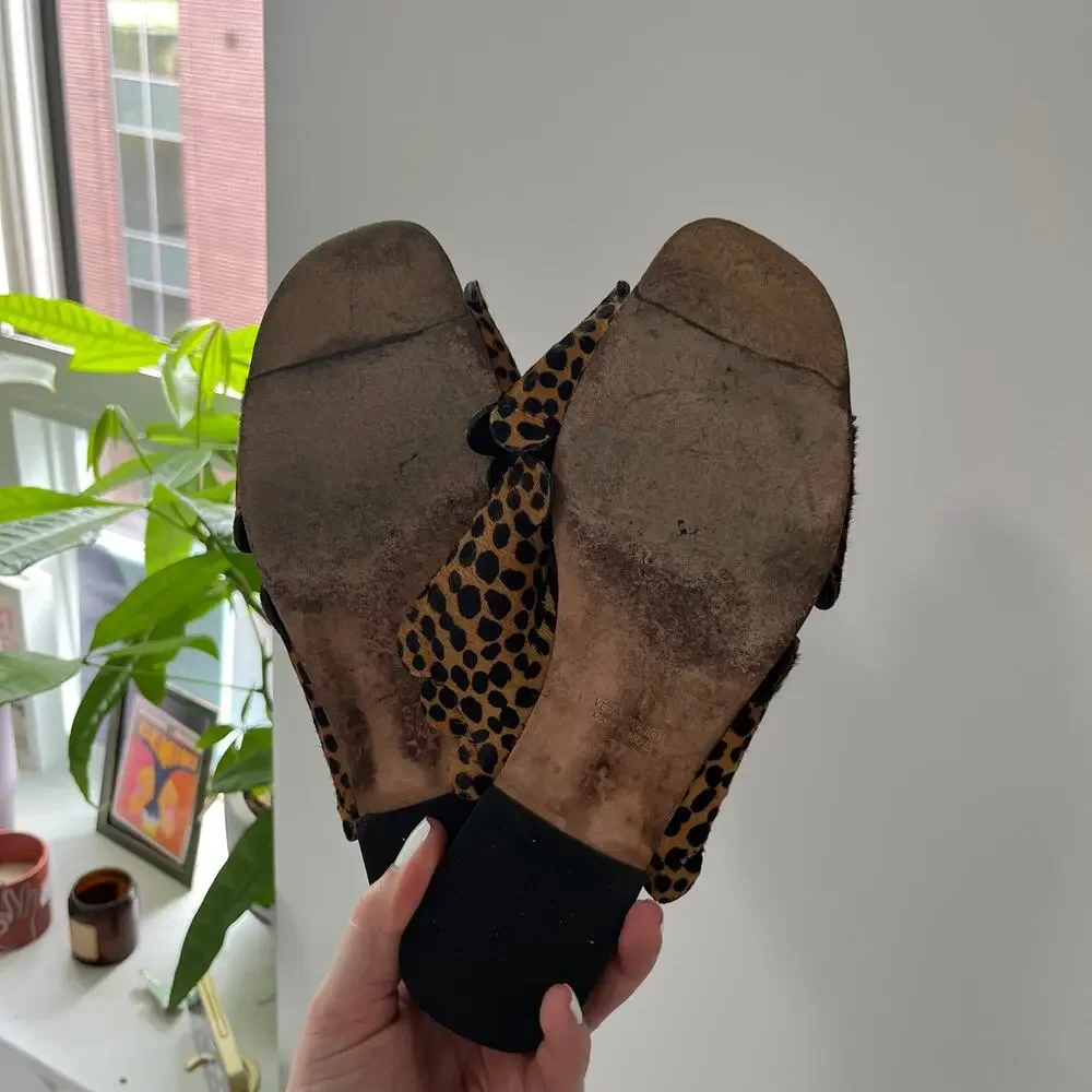 Isa Tapia Calf Hair Animal Print Sandals Size 7